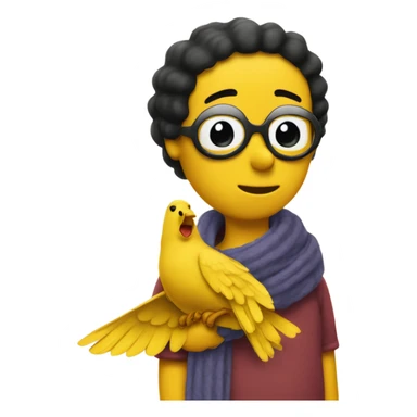 the yellow bird from the peanuts series names woodstock wearing a scarf  sticker