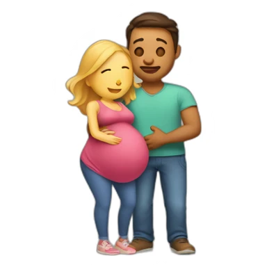 Man hugging pregnant woman sticker