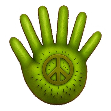 Peace sign hand emoji but its kiwi skin sticker