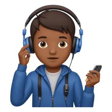 a boy with headphone in his hand sticker