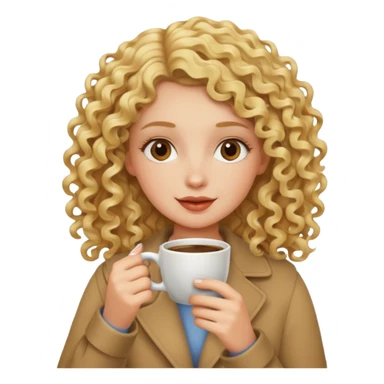 curly blonde woman drink coffee sticker