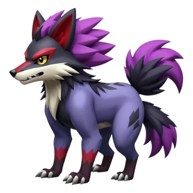 Shiny furry Badass cool Zeraora-Zoroark-Obstagoon-fusion sticker