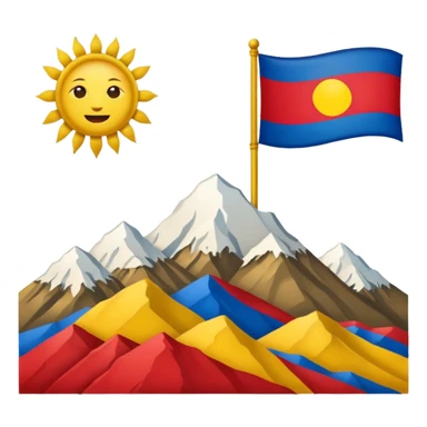 Tibet emoji featuring the Tibetan flag with mountains and sun, symbolizing Tibetan identity and culture, in a harmonious emoji style sticker
