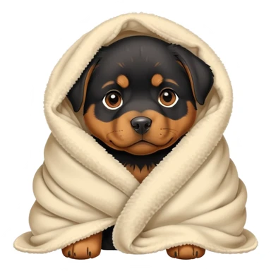 Rottweiler puppy wrapped in blanket sticker