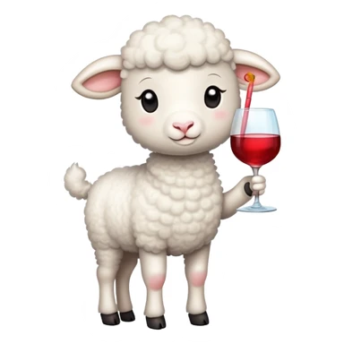 little lamb drinking wine and cocktail  sticker