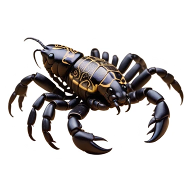 Cinematic Cute Emperor Scorpion Portrait Emoji, Head tilted playfully and inquisitively, with a compact, rugged build and a sleek, dark exoskeleton highlighted by delicate, intricate patterns and round, sparkling eyes full of curious defiance, Simplified yet irresistibly adorable features, highly detailed, glowing with a warm, friendly glow, high shine, affectionate and quirky, stylized with a touch of desert whimsy, soft glowing outline, capturing the essence of a mischievous yet endearing scorpion that feels like it could pinch its way out of the screen into your arms! sticker