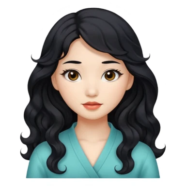 Beautiful girl,Black hair,wavy hair，long hair,Black eyes,Chinese sticker