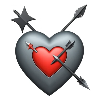Black heart with cross arrow. Don't use red colour . Use normal Arrow which goes from one side and come out of other  sticker