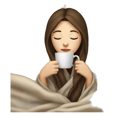 pale brunette girl inside a blanket sipping coffee eyes closed sticker