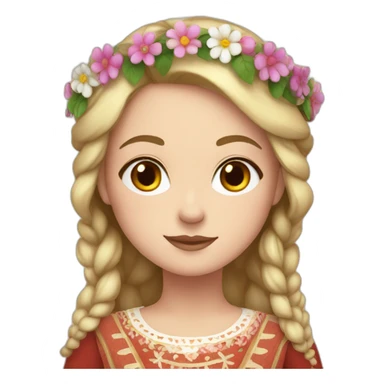 white girl in folk costume with flower crown sticker