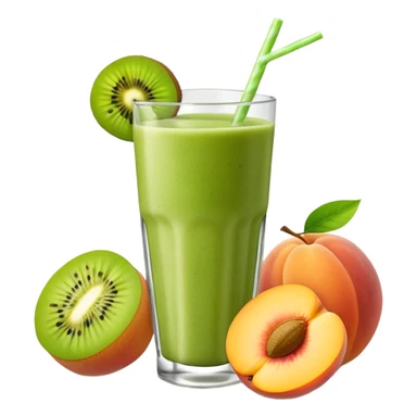 smoothie with peaches and green kiwi sticker