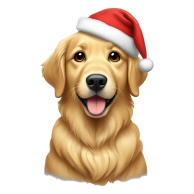 Golden retriever in a Christmas hat  sticker