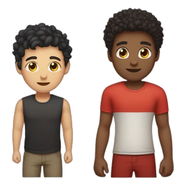 4 people, one chubby black guy with bear and black hair, one white guy with black short hair and a red tshirt, one black guy with curly hair and a girl with chesnut hair midlength sticker