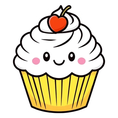 smiling cupcake, cartoonish sticker style sticker