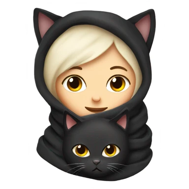 Black cat with White girl cosy under a blanket sticker