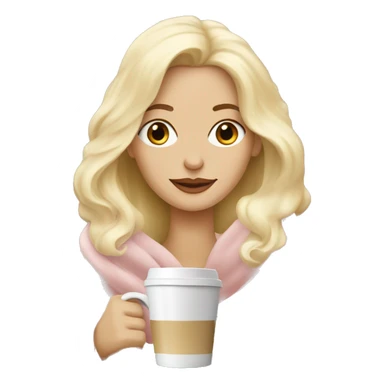 White Blonde Lady with a light pink blanket and a coffee with cream on top sticker