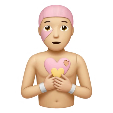 A broken heart sealed with a Band-aid man in soft pink, beige and yellow pastel colors sticker