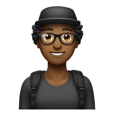 una pareja, mujer trigueña pelo corto negro y ondulado con lentes, el hombre trigueño pelo negro con gorra  sticker