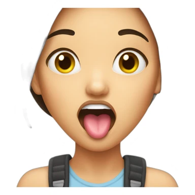 panic brunette girl sticking her tongue out sticker