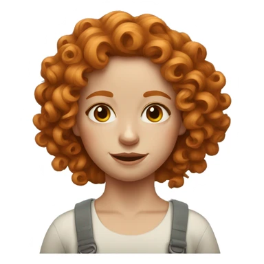Curly ginger hair painting girl sticker