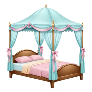 charming bed with canopy ribbons delicate coquette details sticker