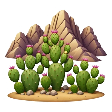 prickly pear cactus with mountains in background sticker