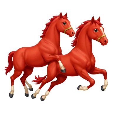 red horse and baby horse agressive running a lot of money and luck sticker