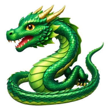Create a single emoji of a Dragon in full body, shown at a slight side angle in a natural, characteristic pose. stylized like an emoji, but clearly recognizable.  sticker