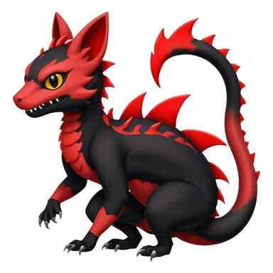 Cherry-Red and Jet-Black Fierce Fiery Mohawked Gothic Salandit-Litten-Torracat-hybrid-creature (full body) sticker