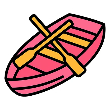 classic pink wooden rowing boat sticker