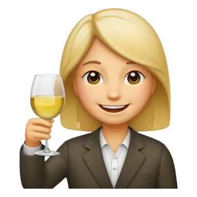 Smiling face emoji (not a person), blushing, holding white wine  sticker