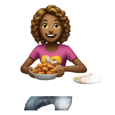 Girl eating chicken  sticker