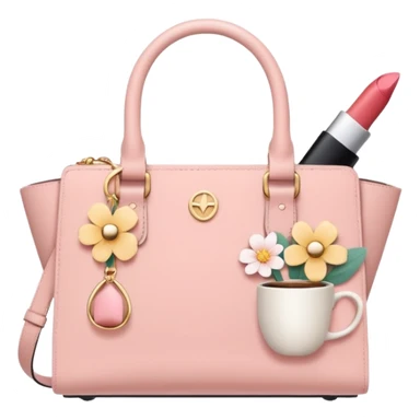 Minimal feminine icon representing girls’ lifestyle, subtle elements of lipstick, coffee cup, flower, handbag merged into one simple symbol, pastel color palette, flat design, modern and friendly, social media–ready. sticker