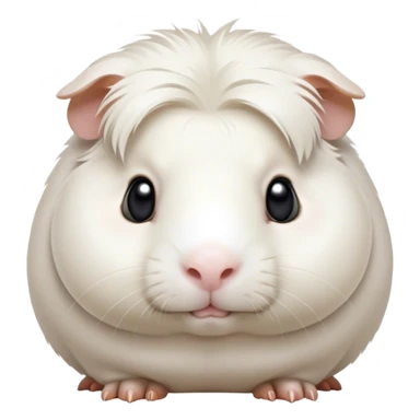 Cinematic Noble White Guinea Pig Portrait Emoji, Poised and regal, with a compact, chubby build and a pristine, well-groomed pure white fur, deep-set soulful dark eyes, Simplified yet sharp and sophisticated features, highly detailed, glowing with a soft, dignified glow, high shine, intelligent and sweet, stylized with an air of gentle purity, focused and attentive, soft glowing outline, capturing the essence of a watchful and confident little companion, so majestic it feels as though it could scurry out of the screen with effortless authority! sticker