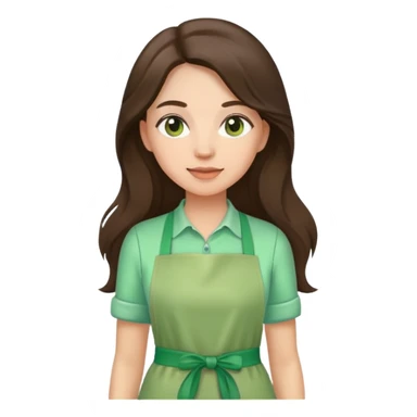 Brunnete long hair lady with a light green apron just the apron sticker