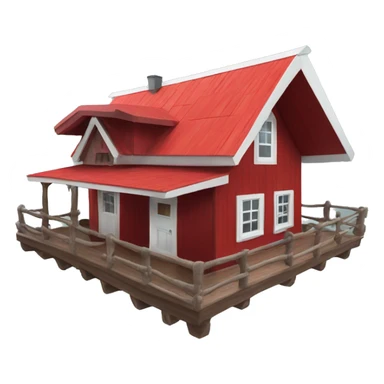 Red wooden cabin with White roof  sticker
