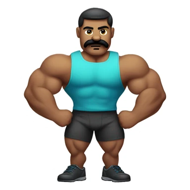 strong sport men with moustache and build muscles posing to show his muscles 💪  sticker