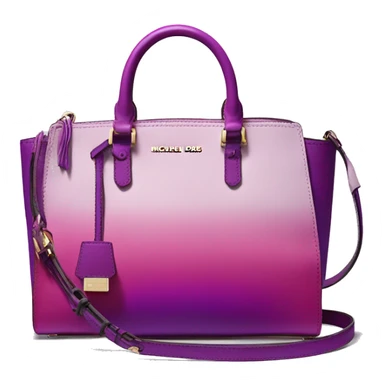 Realistic isolated magenta to purple ombre Michael kors satchel purse without a strap. sticker