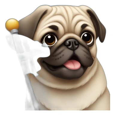 pug holding a big finland flag sticker