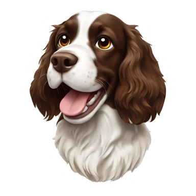 Brown and white springer spaniel playing fetch sticker