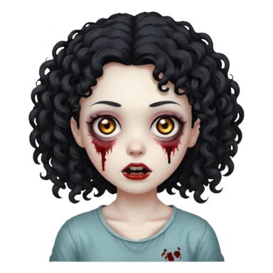garota zumbi com cabelo cacheado preto sticker