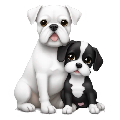Black and white french bulldog and bichon frise hugging sticker