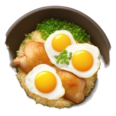 chicken thigh rice bowl with two eggs sticker
