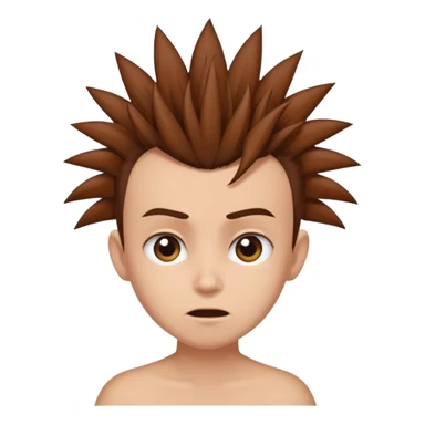 Haz un personaje que tenga cabello marrón con un corte mohicano y que tenga diferentes expresiones  sticker