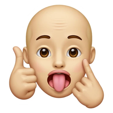 a face like this 😌 with a tounge sticking out and the finger and thumb hand next to it  sticker