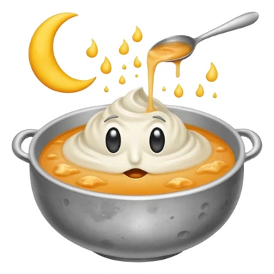 moon with droopy eyes being stirred like soup sticker
