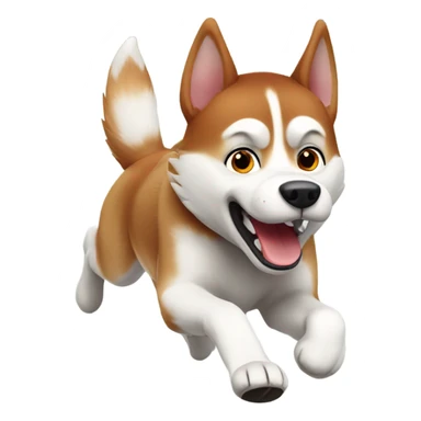 Red Siberian husky running happily sticker