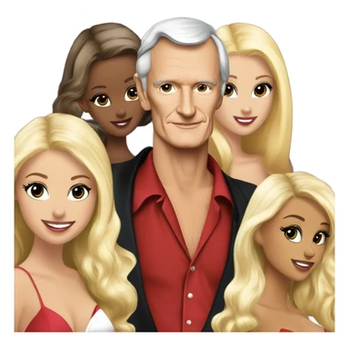 Young Hugh Hefner with 4 beautiful blondes sticker