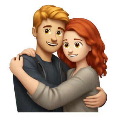 Hug between a brown haired 20yo boy and a red haired 20yo girl sticker