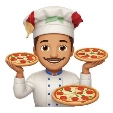 smiling Italian chef spinning pizza dough sticker
